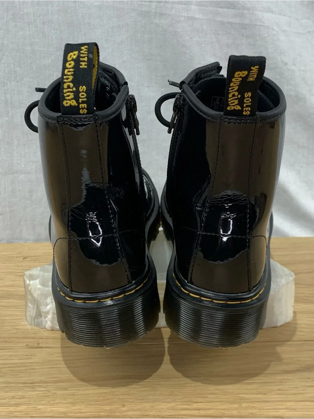 Dr. Martens Youth Kid’s Size 3 Sinclair Bex Patent Leather Black Boots